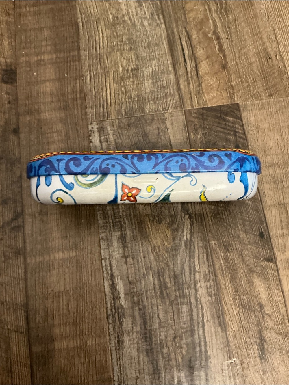 Brighton Tin Metal Eyeglass Storage Case Vibrant Blue Yellow White Floral Print - Picture 4 of 5
